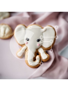 Σετ των 2 Intra Συλλεκτικό Ξύλινο Παζλ Plywood  4mm - Μπισκότο σε σχήμα ελέφαντα σε ροζ τραπεζομάντιλο Σε Ξύλινο Κουτί - Διαστάσεις: 10x10 cm – 25 κομμάτια