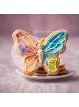 Σετ των 2 Intra Συλλεκτικό Ξύλινο Παζλ Plywood  4mm - Πολύχρωμο μπισκότο σε σχήμα πεταλούδας σε ένα πιάτο Σε Ξύλινο Κουτί - Διαστάσεις: 10x10 cm – 25 κομμάτια