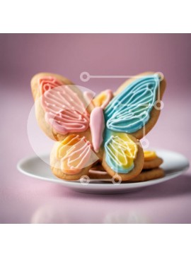 Σετ των 2 Intra Συλλεκτικό Ξύλινο Παζλ Plywood  4mm - Πολύχρωμα μπισκότα πεταλούδων σε ένα πιάτο Σε Ξύλινο Κουτί - Διαστάσεις: 10x10 cm – 25 κομμάτια