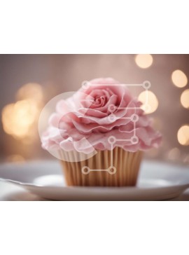 Σετ των 2 Intra Συλλεκτικό Ξύλινο Παζλ Plywood  4mm - Ροζ cupcake με παγωμένο πάγωμα σε λευκό πιάτο Σε Ξύλινο Κουτί - Διαστάσεις: 10x10 cm – 25 κομμάτια