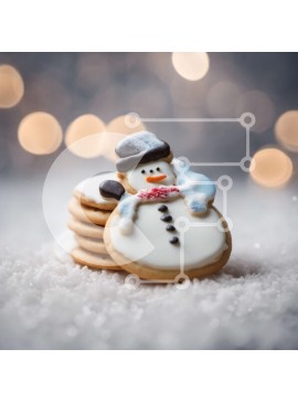 Σετ των 2 Intra Συλλεκτικό Ξύλινο Παζλ Plywood  4mm - Στοίβα από μπισκότα σε σχήμα χιονάνθρωπου στο χιόνι Σε Ξύλινο Κουτί - Διαστάσεις: 10x10 cm – 25 κομμάτια