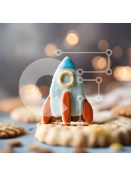 Σετ των 2 Intra Συλλεκτικό Ξύλινο Παζλ Plywood  4mm - Cookie σε σχήμα διαστημικού σκάφους στην κορυφή των cookies Σε Ξύλινο Κουτί - Διαστάσεις: 10x10 cm – 25 κομμάτια