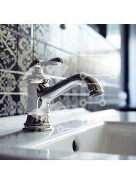 Intra Συλλεκτικό Ξύλινο Παζλ Plywood  4mm - Καθαρός και καλά συντηρημένος νεροχύτης μπάνιου με βρύση χρωμίου και λεκάνη λευκής πορσελάνης Σε Ξύλινο Κουτί - Διαστάσεις Puzzle: 10x10 cm – 25 κομμάτια