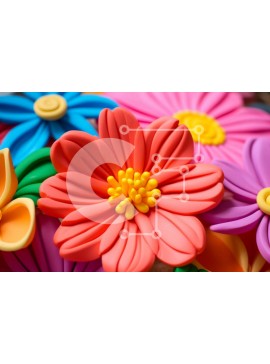 Intra Συλλεκτικό Ξύλινο Παζλ Plywood  4mm - Πολύχρωμα πλαστικά λουλούδια για χειροτεχνίες και διακοσμήσεις Σε Ξύλινο Κουτί - Διαστάσεις Puzzle: 10x10 cm – 25 κομμάτια