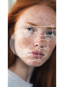 Intra Συλλεκτικό Ξύλινο Παζλ Plywood  4mm - Σοβαρή γυναίκα με κόκκινα μαλλιά και πράσινα μάτια Σε Ξύλινο Κουτί - Διαστάσεις Puzzle: 10x10 cm – 25 κομμάτια