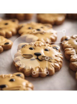 Σετ των 2 Intra Συλλεκτικό Ξύλινο Παζλ Plywood  4mm - Μπισκότα σε σχήμα λιονταριού Διακοσμημένα με Φοντάν Σε Ξύλινο Κουτί - Διαστάσεις: 10x10 cm – 25 κομμάτια