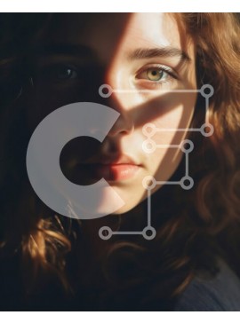 Intra Συλλεκτικό Ξύλινο Παζλ Plywood  4mm - Εκπληκτικό πορτρέτο μιας νεαρής γυναίκας με σγουρά μαλλιά και πράσινα μάτια Σε Ξύλινο Κουτί - Διαστάσεις Puzzle: 10x10 cm – 25 κομμάτια