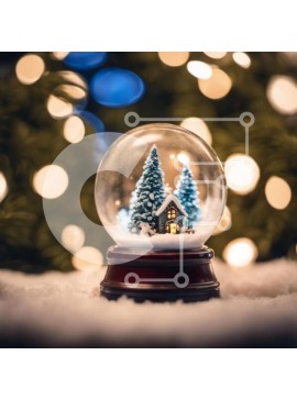 Intra Συλλεκτικό Ξύλινο Παζλ Plywood  4mm - Εορταστική σφαίρα χιονιού με διακοσμημένο σπίτι Σε Ξύλινο Κουτί - Διαστάσεις Puzzle: 10x10 cm – 25 κομμάτια