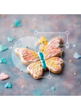 Σετ των 2 Intra Συλλεκτικό Ξύλινο Παζλ Plywood  4mm - Πολύχρωμο μπισκότο πεταλούδας με πάγωμα και πασπάλισμα Σε Ξύλινο Κουτί - Διαστάσεις: 10x10 cm – 25 κομμάτια