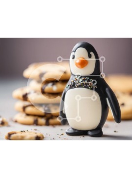 Σετ των 2 Intra Συλλεκτικό Ξύλινο Παζλ Plywood  4mm - Ειδώλιο πιγκουίνου με στοίβες μπισκότων Σε Ξύλινο Κουτί - Διαστάσεις: 10x10 cm – 25 κομμάτια