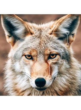 Intra Συλλεκτικό Ξύλινο Παζλ Plywood  4mm - Όμορφη κοντινή φωτογραφία του προσώπου και του παλτού του Coyote Σε Ξύλινο Κουτί - Διαστάσεις: 10x10 cm – 25 κομμάτια