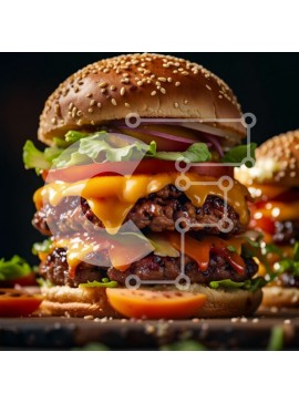 Σετ των 2 Intra Συλλεκτικό Ξύλινο Παζλ Plywood  4mm - Νόστιμο Cheeseburger με φρέσκα υλικά Σε Ξύλινο Κουτί - Διαστάσεις: 10x10 cm – 25 κομμάτια