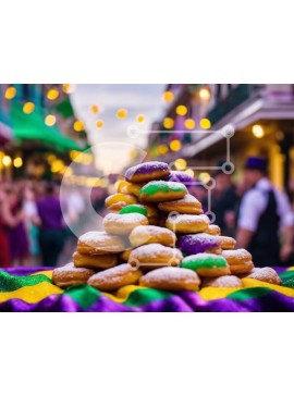 Σετ των 2 Intra Συλλεκτικό Ξύλινο Παζλ Plywood  4mm - Στοίβα ντόνατς με ζάχαρη άχνη και πασπαλίζουμε Σε Ξύλινο Κουτί - Διαστάσεις: 10x10 cm – 25 κομμάτια