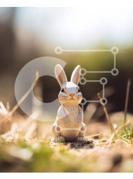 Σετ των 2 Intra Συλλεκτικό Ξύλινο Παζλ Plywood  4mm - Άσπρο ειδώλιο λαγουδάκι στη χλόη Σε Ξύλινο Κουτί - Διαστάσεις: 10x10 cm – 25 κομμάτια