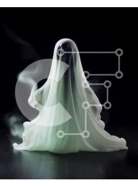 Intra Συλλεκτικό Ξύλινο Παζλ Plywood  4mm - Λευκό φάντασμα με καπνό στο πάτωμα Σε Ξύλινο Κουτί - Διαστάσεις Puzzle: 10x10 cm – 25 κομμάτια