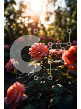 Σετ των 2 Intra Συλλεκτικό Ξύλινο Παζλ Plywood  4mm - Εκπληκτική εικόνα με ροζ τριαντάφυλλα στο ηλιοβασίλεμα Σε Ξύλινο Κουτί - Διαστάσεις: 10x10 cm – 25 κομμάτια