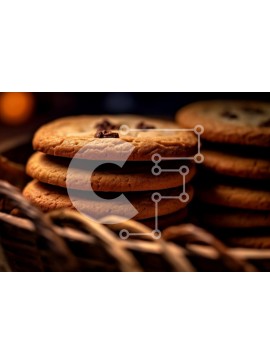 Σετ των 2 Intra Συλλεκτικό Ξύλινο Παζλ Plywood  4mm - Νόστιμη εικόνα με μπισκότα σοκολάτας σε ψάθινο καλάθι Σε Ξύλινο Κουτί - Διαστάσεις: 10x10 cm – 25 κομμάτια