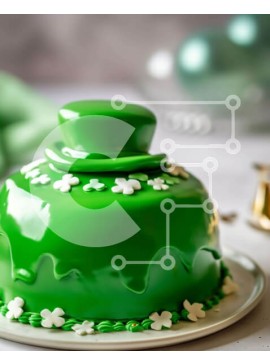 Σετ των 2 Intra Συλλεκτικό Ξύλινο Παζλ Plywood  4mm - Πράσινη τούρτα του Αγίου Πατρικίου με διακόσμηση ιρλανδικού καπέλου Σε Ξύλινο Κουτί - Διαστάσεις: 10x10 cm – 25 κομμάτια