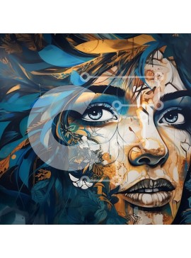 Σετ των 2 Intra Συλλεκτικό Ξύλινο Παζλ Plywood  4mm - Εκπληκτικό πορτρέτο μιας γυναίκας με μπλε μάτια και μπογιά προσώπου πεταλούδας Σε Ξύλινο Κουτί - Διαστάσεις: 10x10 cm – 25 κομμάτια