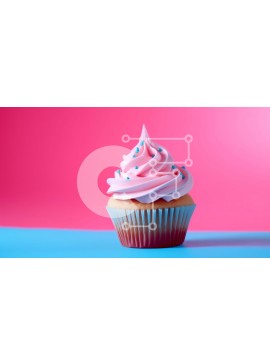 Σετ των 2 Intra Συλλεκτικό Ξύλινο Παζλ Plywood  4mm - Ροζ Cupcake με White Frosting και Blue Sprinkle Σε Ξύλινο Κουτί - Διαστάσεις: 10x10 cm – 25 κομμάτια