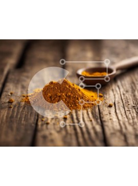 Σετ των 2 Intra Συλλεκτικό Ξύλινο Παζλ Plywood  4mm - Φωτεινό πορτοκαλί κουρκουμά σε σκόνη σε ξύλινο τραπέζι Σε Ξύλινο Κουτί - Διαστάσεις: 10x10 cm – 25 κομμάτια