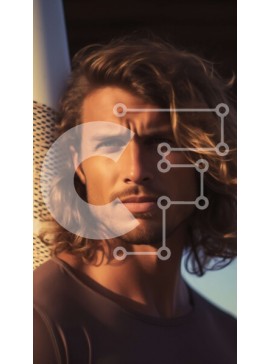 Intra Συλλεκτικό Ξύλινο Παζλ Plywood  4mm - Κομψό πορτρέτο ενός άνδρα με μακριά ξανθά μαλλιά και γένια Σε Ξύλινο Κουτί - Διαστάσεις Puzzle: 10x10 cm – 25 κομμάτια