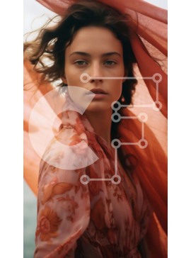 Intra Συλλεκτικό Ξύλινο Παζλ Plywood  4mm - Όμορφη εικόνα μιας γυναίκας με φόρεμα με λουλούδια Σε Ξύλινο Κουτί - Διαστάσεις Puzzle: 10x10 cm – 25 κομμάτια