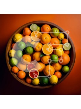 Σετ των 2 Intra Συλλεκτικό Ξύλινο Παζλ Plywood  4mm - Ζωντανό μπολ με εσπεριδοειδή - πορτοκάλια, λάιμ και λεμόνια Σε Ξύλινο Κουτί - Διαστάσεις: 10x10 cm – 25 κομμάτια