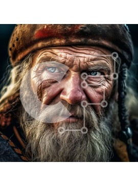 Intra Συλλεκτικό Ξύλινο Παζλ Plywood  4mm - Πορτρέτο ενός γέρου με διαπεραστικά μπλε μάτια, μακριά λευκή γενειάδα και μαύρο καπέλο Σε Ξύλινο Κουτί - Διαστάσεις Puzzle: 10x10 cm – 25 κομμάτια