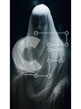 Intra Συλλεκτικό Ξύλινο Παζλ Plywood  4mm - Ghostly Figure με λευκές ρόμπες Σε Ξύλινο Κουτί - Διαστάσεις Puzzle: 10x10 cm – 25 κομμάτια