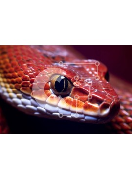 Intra Συλλεκτικό Ξύλινο Παζλ Plywood  4mm - Κοντινό πλάνο του κεφαλιού του κόκκινου φιδιού με ασπρόμαυρα σημάδια Σε Ξύλινο Κουτί - Διαστάσεις: 10x10 cm – 25 κομμάτια