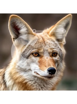 Intra Συλλεκτικό Ξύλινο Παζλ Plywood  4mm - Κοντινή εικόνα του προσώπου ενός κογιότ με καφέ γούνα και κίτρινα μάτια Σε Ξύλινο Κουτί - Διαστάσεις: 10x10 cm – 25 κομμάτια