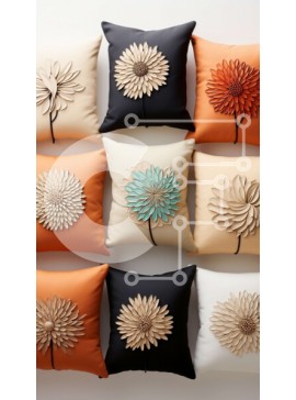 Intra Συλλεκτικό Ξύλινο Παζλ Plywood  4mm - Πολύχρωμο σετ έξι διακοσμητικών μαξιλαριών με floral μοτίβα Σε Ξύλινο Κουτί - Διαστάσεις Puzzle: 10x10 cm – 25 κομμάτια