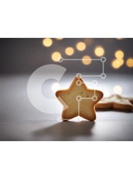 Σετ των 2 Intra Συλλεκτικό Ξύλινο Παζλ Plywood  4mm - Μπισκότα σε σχήμα αστεριού σε γιορτινό τραπέζι με πολύχρωμα φώτα Σε Ξύλινο Κουτί - Διαστάσεις: 10x10 cm – 25 κομμάτια