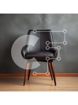 Intra Συλλεκτικό Ξύλινο Παζλ Plywood  4mm - Μαύρη δερμάτινη καρέκλα με ξύλινο σκελετό και πόδια Σε Ξύλινο Κουτί - Διαστάσεις Puzzle: 10x10 cm – 25 κομμάτια