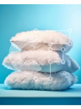 Intra Συλλεκτικό Ξύλινο Παζλ Plywood  4mm - Μινιμαλιστική και άνετη στοίβα από λευκά μαξιλάρια σε μια μπλε επιφάνεια Σε Ξύλινο Κουτί - Διαστάσεις Puzzle: 10x10 cm – 25 κομμάτια