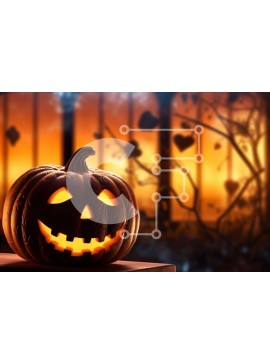 Intra Συλλεκτικό Ξύλινο Παζλ Plywood  4mm - Διακόσμηση κολοκύθας αποκριών με κεριά και φανάρια Σε Ξύλινο Κουτί - Διαστάσεις Puzzle: 10x10 cm – 25 κομμάτια