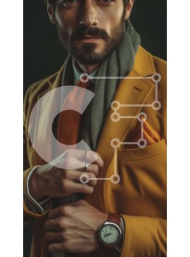 Intra Συλλεκτικό Ξύλινο Παζλ Plywood  4mm - Πορτρέτο σοβαρού άνδρα με κίτρινο σακάκι και γκρι κασκόλ με καφέ ζώνη και παπούτσια Σε Ξύλινο Κουτί - Διαστάσεις Puzzle: 10x10 cm – 25 κομμάτια