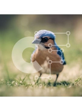 Intra Συλλεκτικό Ξύλινο Παζλ Plywood  4mm - Μπλε πουλί στην πράσινη χλόη Σε Ξύλινο Κουτί - Διαστάσεις: 10x10 cm – 25 κομμάτια