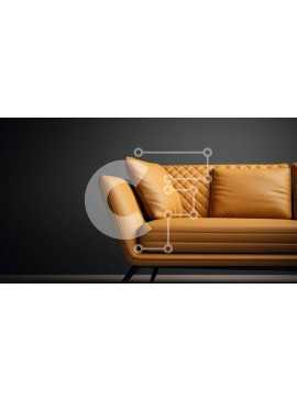 Intra Συλλεκτικό Ξύλινο Παζλ Plywood  4mm - Μοντέρνος πορτοκαλί δερμάτινος καναπές με καπιτονέ σχέδιο Σε Ξύλινο Κουτί - Διαστάσεις Puzzle: 10x10 cm – 25 κομμάτια