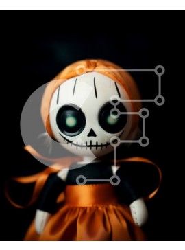 Intra Συλλεκτικό Ξύλινο Παζλ Plywood  4mm - Ευτυχισμένη κούκλα με πορτοκαλί φόρεμα με μαύρα μάτια Σε Ξύλινο Κουτί - Διαστάσεις Puzzle: 10x10 cm – 25 κομμάτια