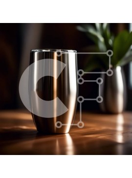 Intra Συλλεκτικό Ξύλινο Παζλ Plywood  4mm - Κομψό ποτήρι από ανοξείδωτο ατσάλι σε ξύλινο τραπέζι με φυτό σε γλάστρα Σε Ξύλινο Κουτί - Διαστάσεις Puzzle: 10x10 cm – 25 κομμάτια