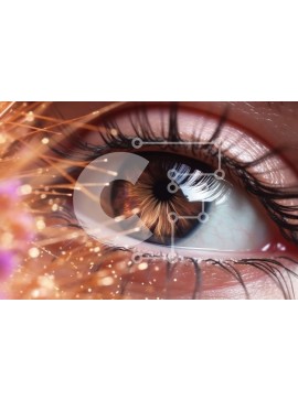 Intra Συλλεκτικό Ξύλινο Παζλ Plywood  4mm - Εκπληκτικό κοντινό πλάνο γυναικείου ματιού με μακριές βλεφαρίδες και λαμπερή καφέ ίριδα Σε Ξύλινο Κουτί - Διαστάσεις Puzzle: 10x10 cm – 25 κομμάτια