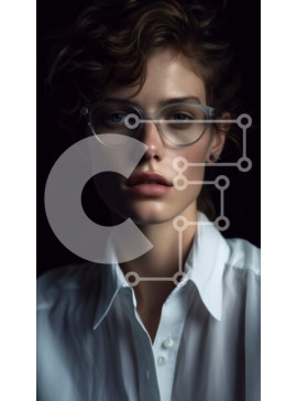 Intra Συλλεκτικό Ξύλινο Παζλ Plywood  4mm - Πορτρέτο μιας γυναίκας με γυαλιά και λευκό πουκάμισο Σε Ξύλινο Κουτί - Διαστάσεις Puzzle: 10x10 cm – 25 κομμάτια