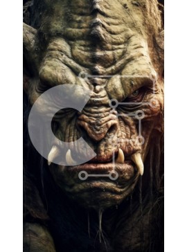 Intra Συλλεκτικό Ξύλινο Παζλ Plywood  4mm - Εκφοβιστική και ρεαλιστική απεικόνιση του προσώπου ενός τρολ από κοντά Σε Ξύλινο Κουτί - Διαστάσεις Puzzle: 10x10 cm – 25 κομμάτια