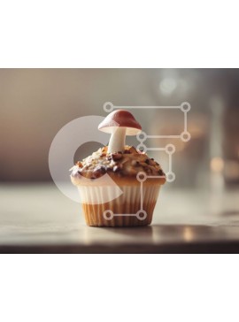 Σετ των 2 Intra Συλλεκτικό Ξύλινο Παζλ Plywood  4mm - Μικρό cupcake σε σχήμα μανιταριού σε ένα ξύλινο τραπέζι Σε Ξύλινο Κουτί - Διαστάσεις: 10x10 cm – 25 κομμάτια