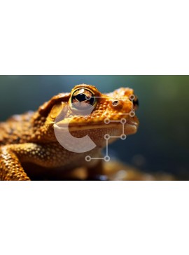 Intra Συλλεκτικό Ξύλινο Παζλ Plywood  4mm - Έντονη κοντινή λήψη του προσώπου ενός βατράχου με μεγάλα μάτια και μικρό στόμα Σε Ξύλινο Κουτί - Διαστάσεις: 10x10 cm – 25 κομμάτια