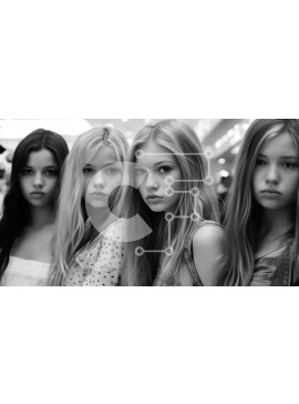 Intra Συλλεκτικό Ξύλινο Παζλ Plywood  4mm - Ομάδα νεαρών γυναικών με μακριά ξανθά μαλλιά και μπλε μάτια Σε Ξύλινο Κουτί - Διαστάσεις Puzzle: 10x10 cm – 25 κομμάτια