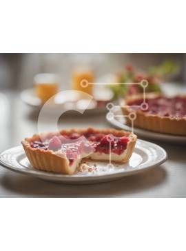 Σετ των 2 Intra Συλλεκτικό Ξύλινο Παζλ Plywood  4mm - Φέτα Raspberry Pie με καφέ ή τσάι Σε Ξύλινο Κουτί - Διαστάσεις: 10x10 cm – 25 κομμάτια