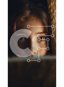 Intra Συλλεκτικό Ξύλινο Παζλ Plywood  4mm - Σοβαρό νεαρό κορίτσι που κοιτάζει έξω από πίσω από μια κουβέρτα ή μια κουρτίνα Σε Ξύλινο Κουτί - Διαστάσεις Puzzle: 10x10 cm – 25 κομμάτια